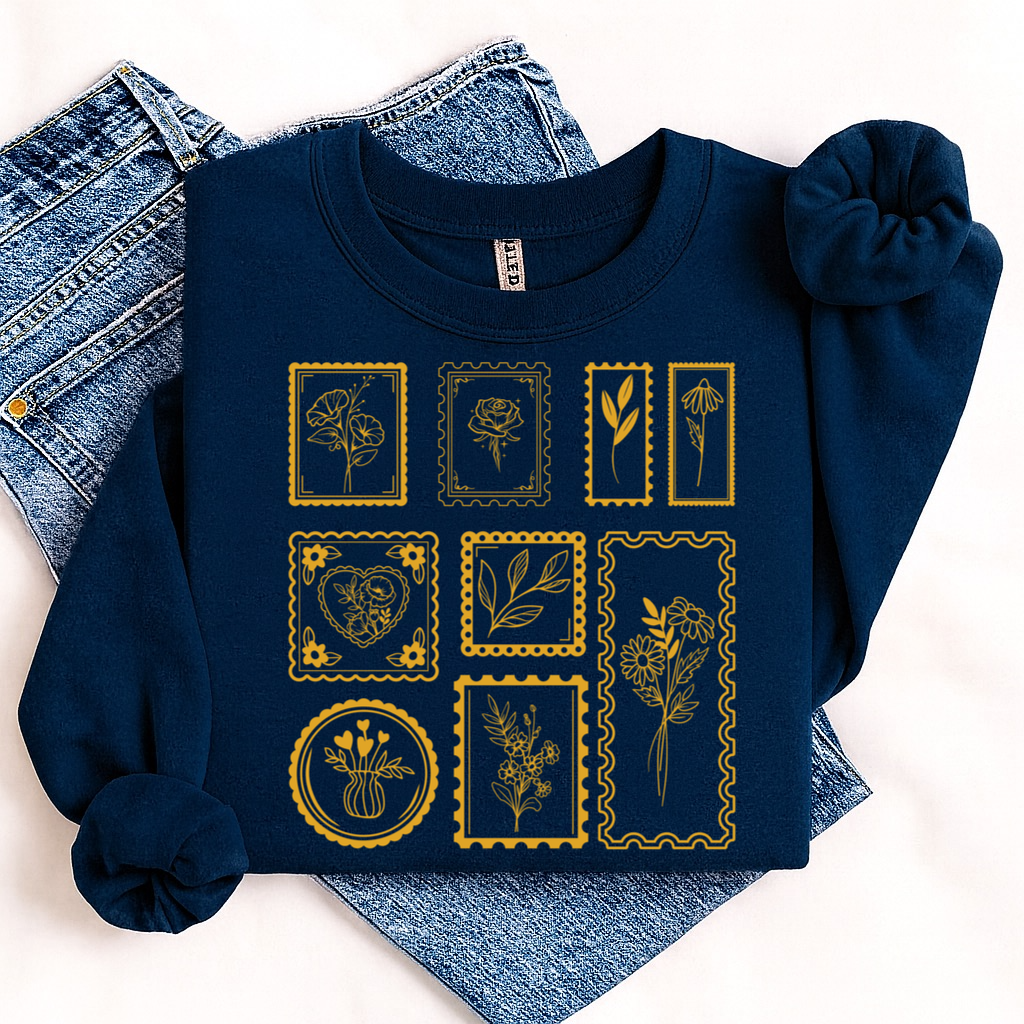 floral stamps screen print transfer •