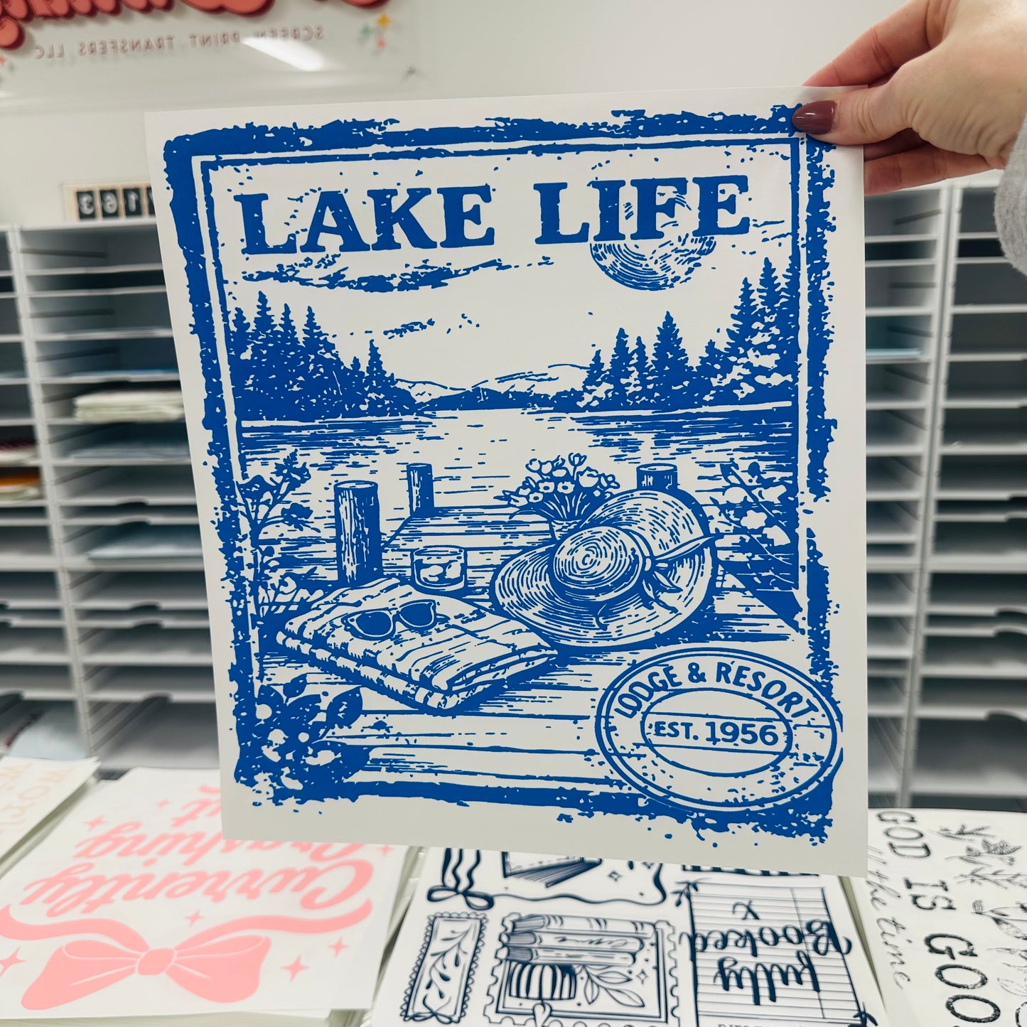 Lake Life screen print transfer