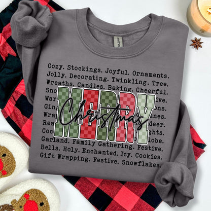 Merry Christmas word art clear film screen print