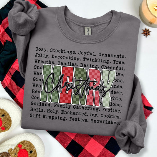 Merry Christmas word art clear film screen print