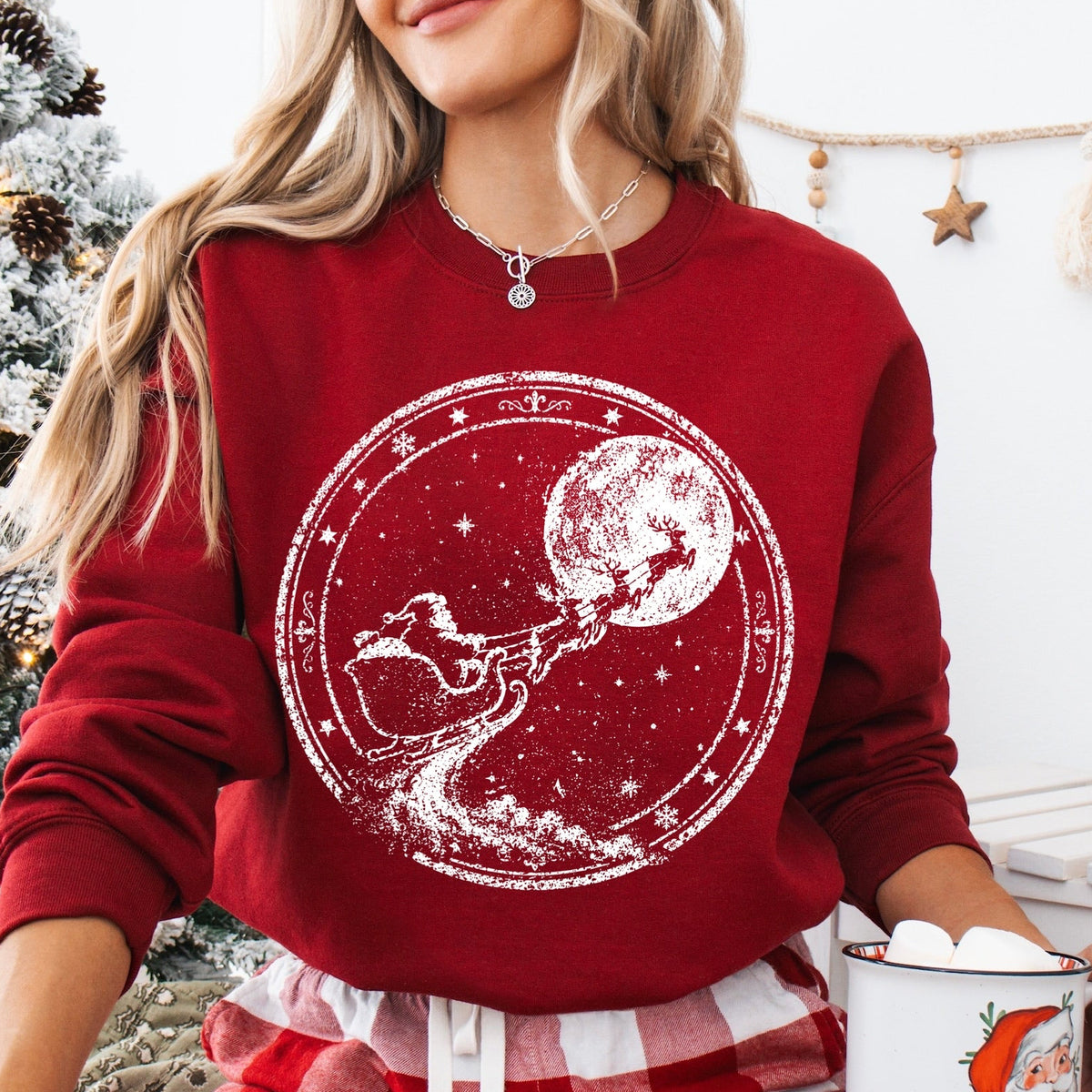 santa sleigh half tone screen print transfer•