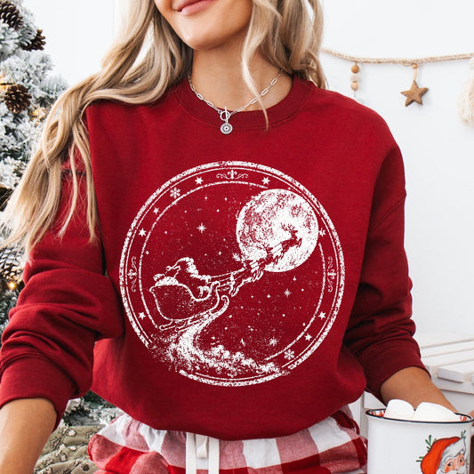 santa sleigh half tone screen print transfer•