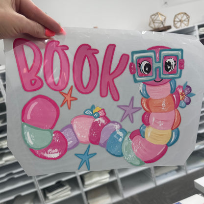 book worm clear film screen print