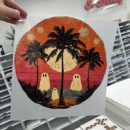 summerween ghosts beach clear film screen print