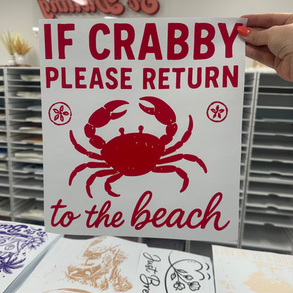 if crabby return to beach screen print transfer•