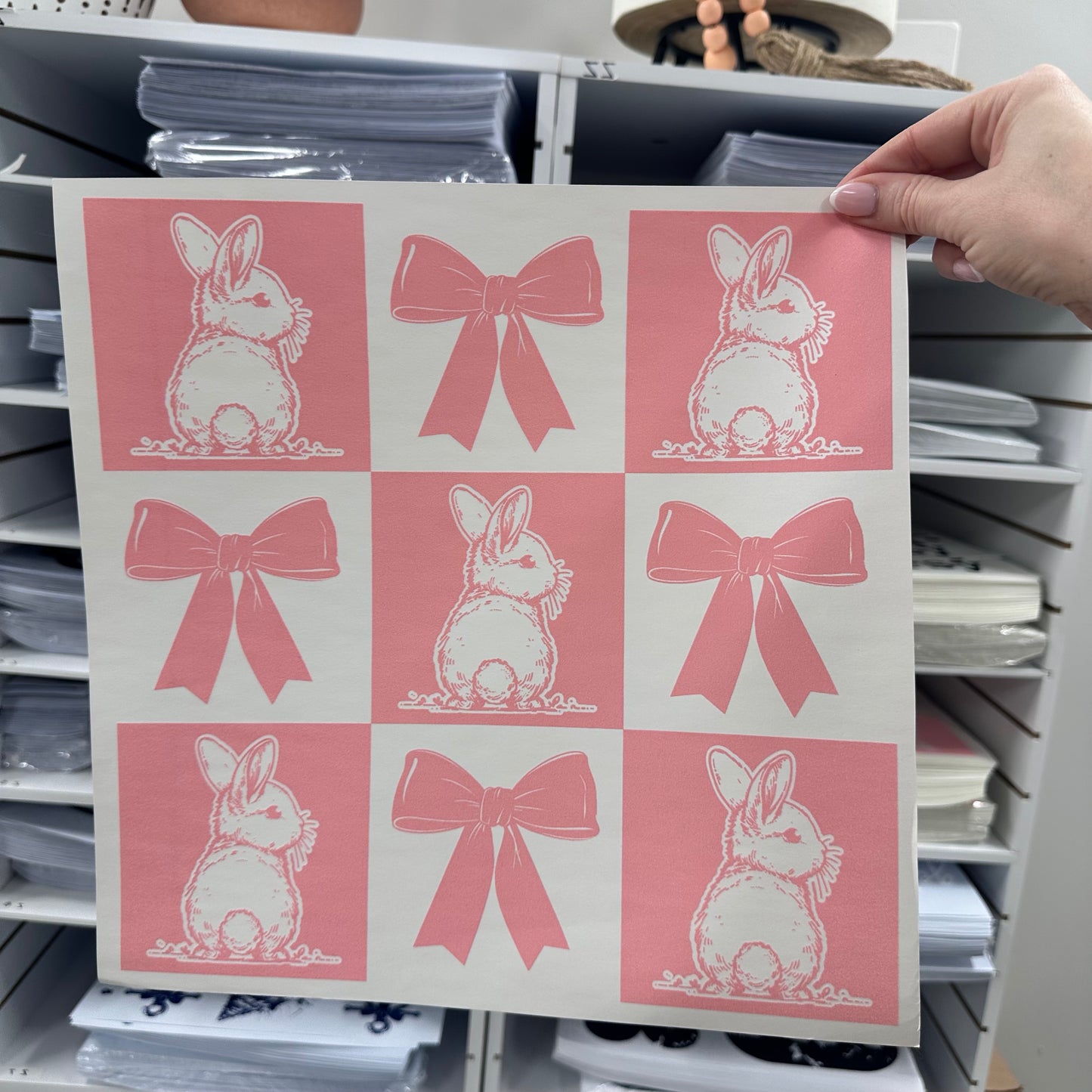 CHECKER BUNNY screen print transfer