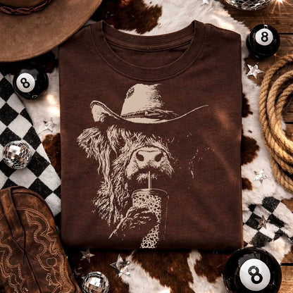 half tone western highland cow  screen print transfer•