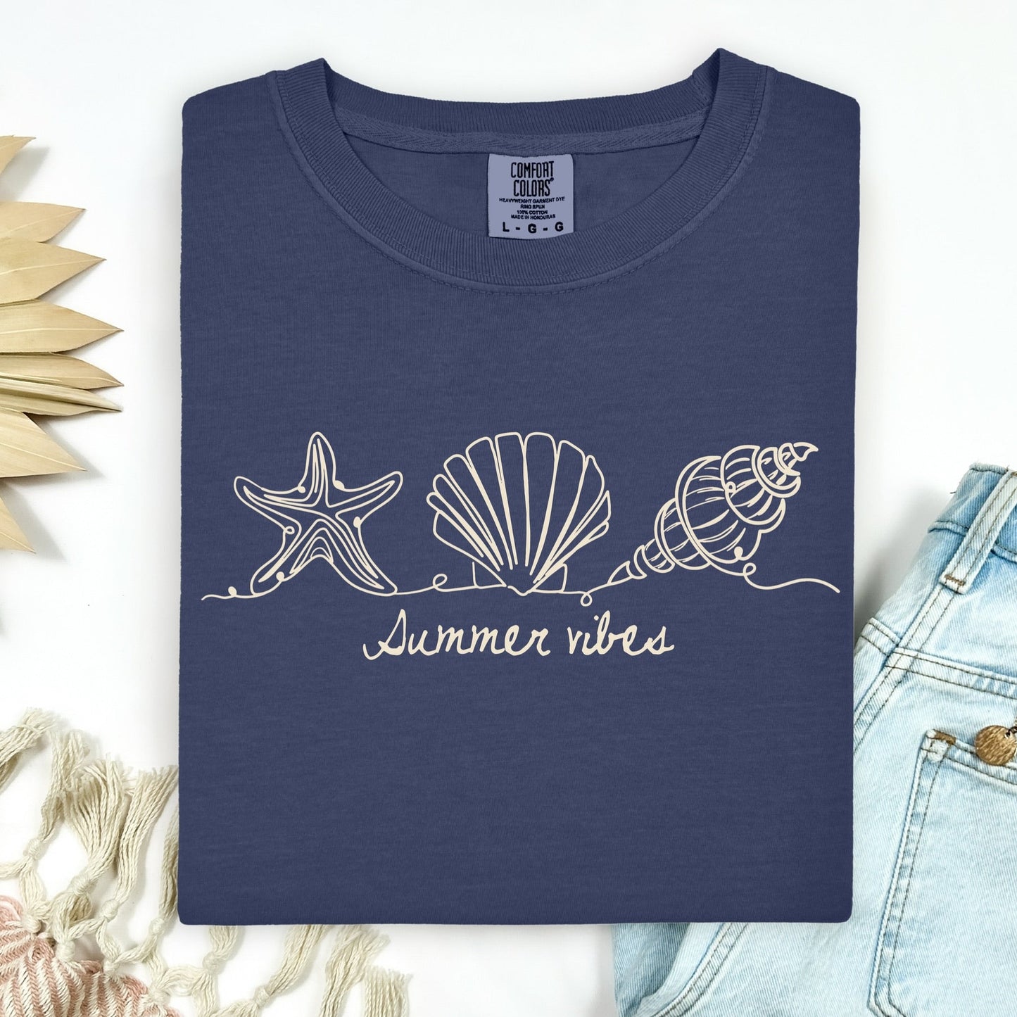 sea shells summer vibes screen print transfer
