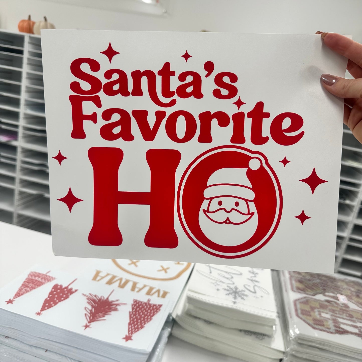 santas favorite ho screen print transfer