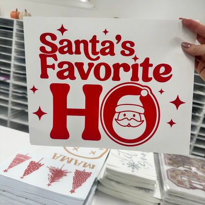 santas favorite ho screen print transfer