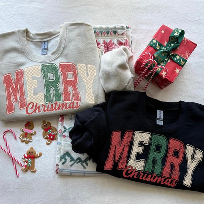checker Merry Christmas clear film screen print