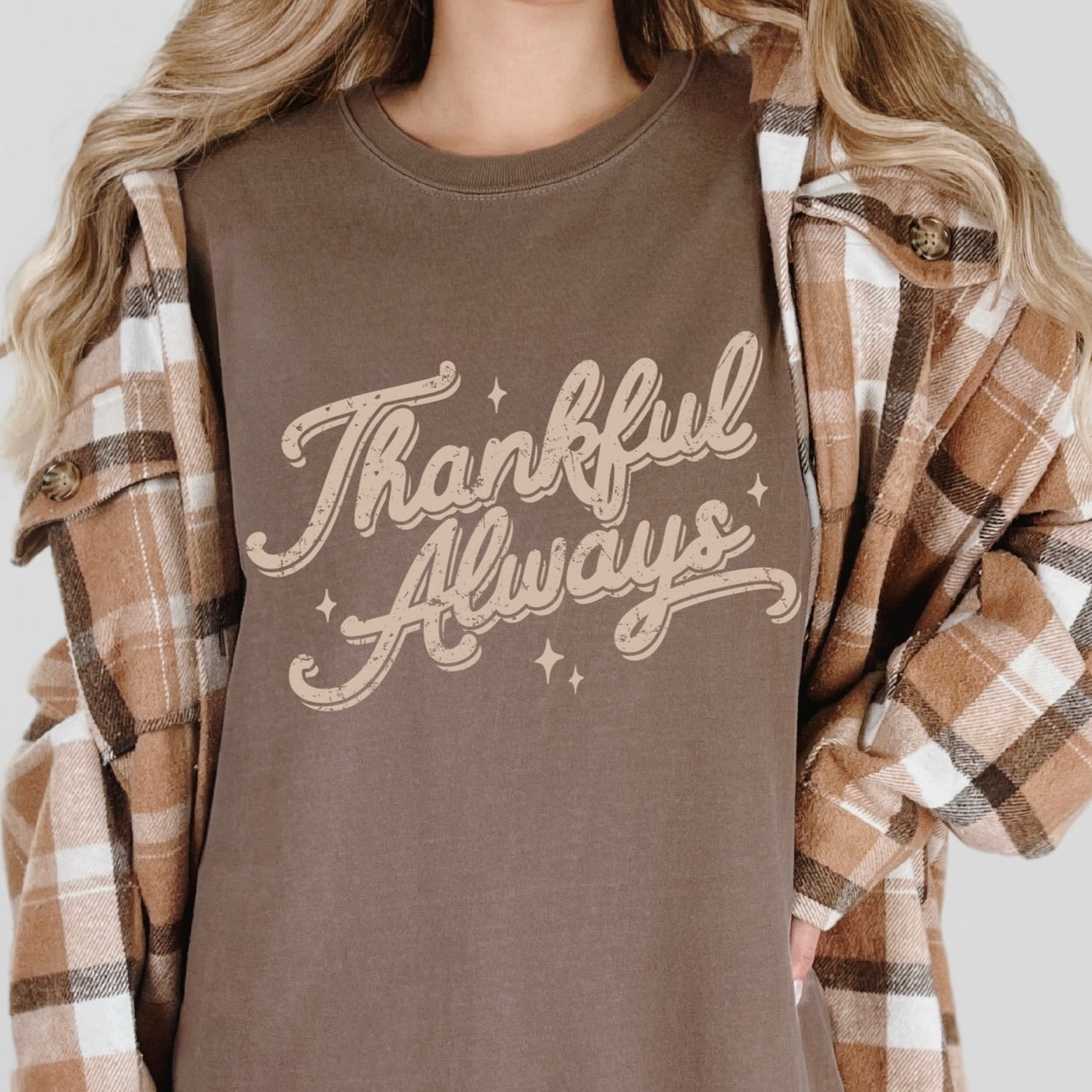 thankful always screen print transfer•