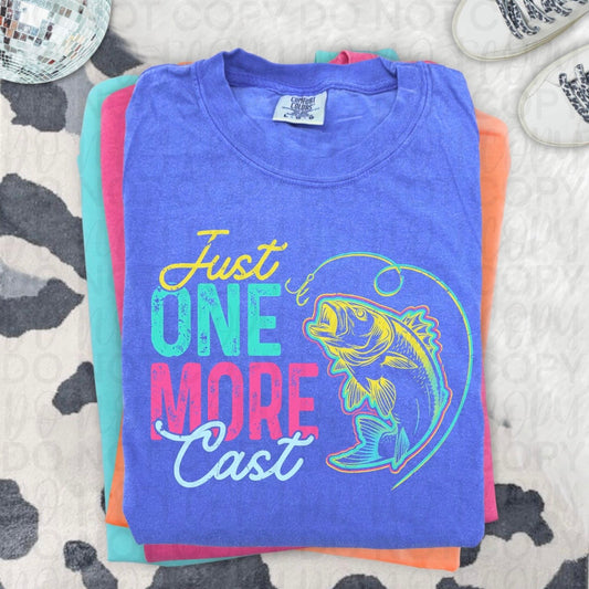 one more cast fishing clear film screen print