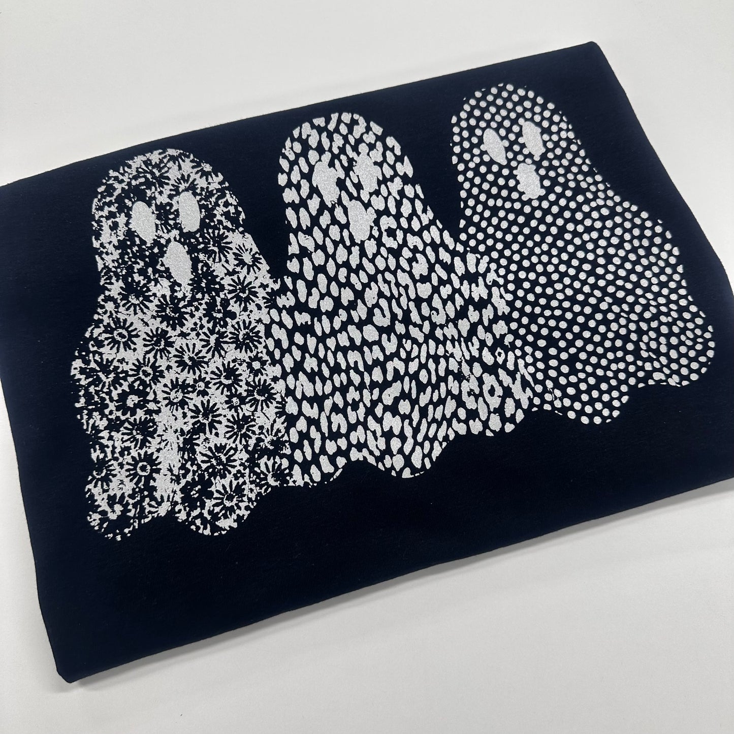 metallic silver ghost trio screen print transfer•