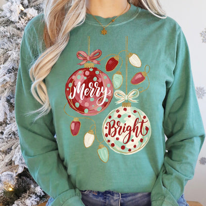 ornaments merry & bright clear film screen print