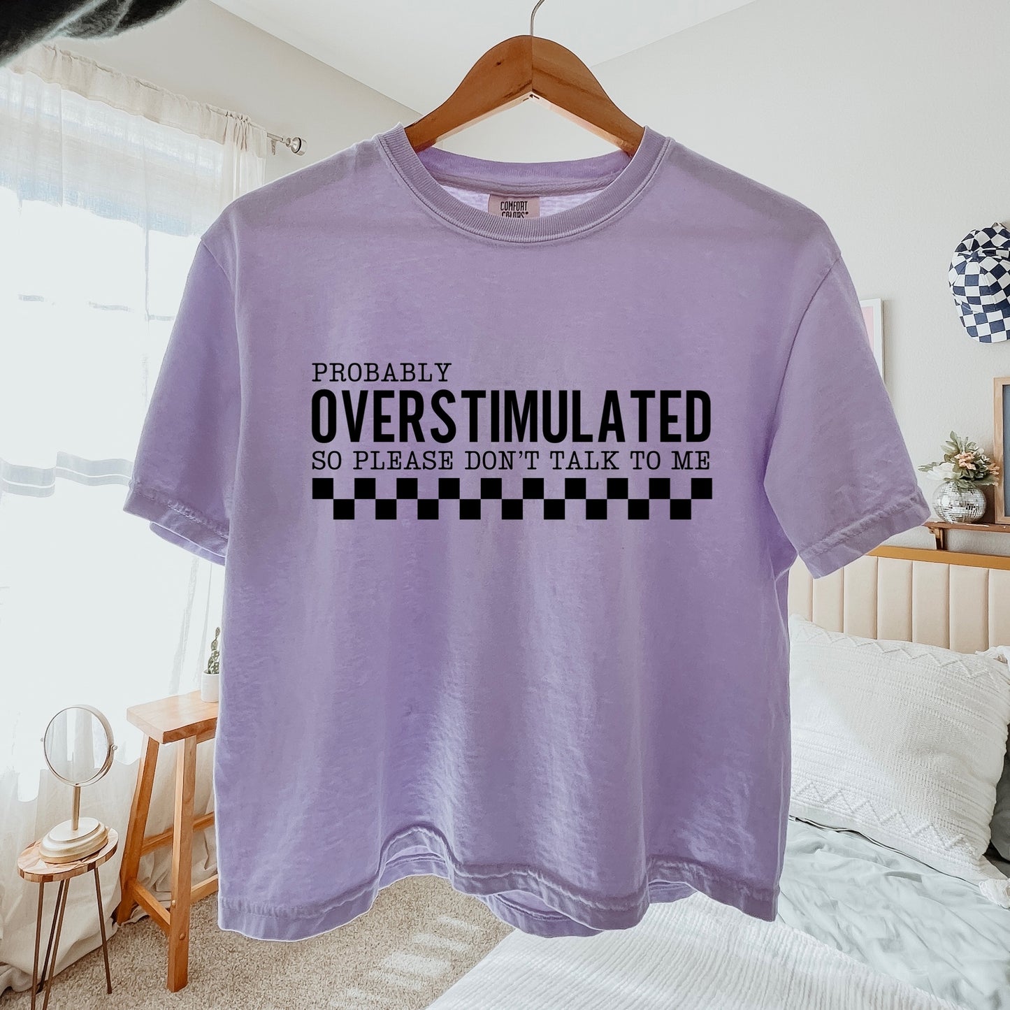 overstimulated please dont talk to me screen print transfer