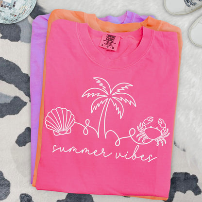 crab summer vibes line art screen print transfer•