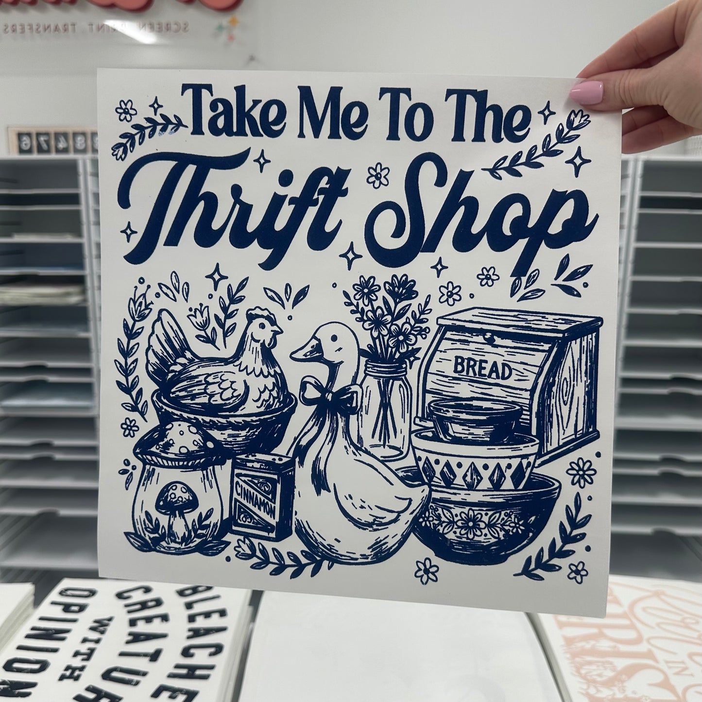 take me to the thrift shop screen print transfer•