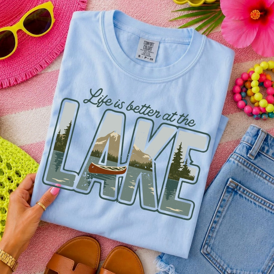 life is better at the lake clear film screen print