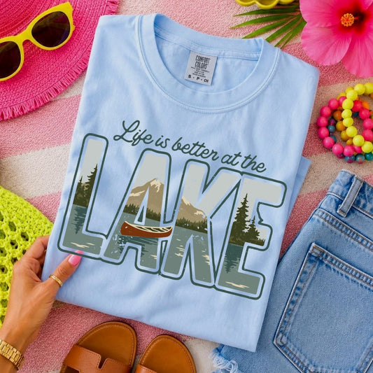 life is better at the lake clear film screen print