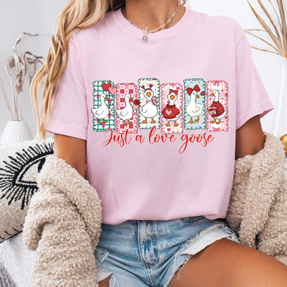 just a love goose clear film screen print