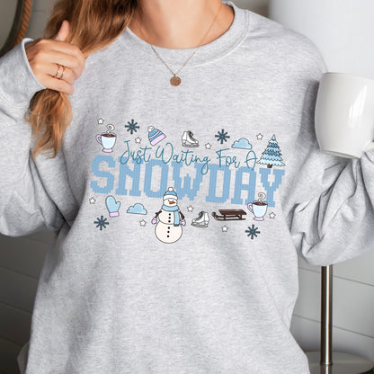 just waiting for a snowday clear film screen print