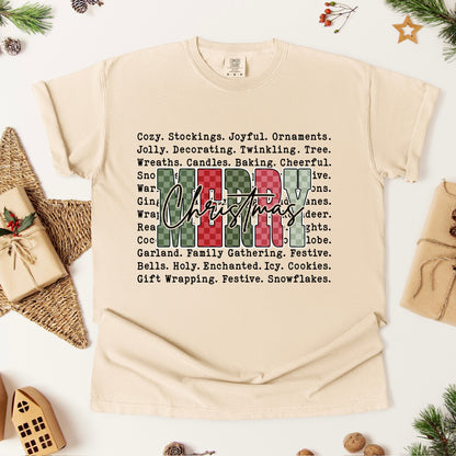 Merry Christmas word art clear film screen print