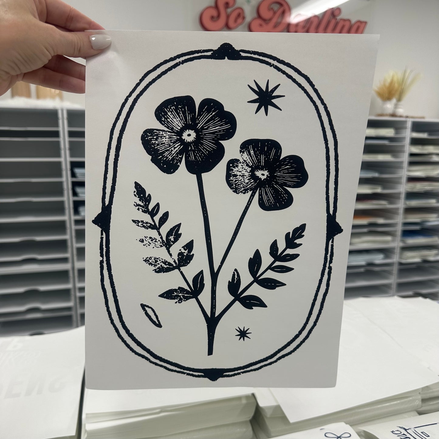 framed florals screen print transfer•