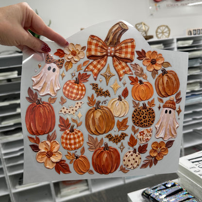 hand painted fall pumpkin clear film screen print