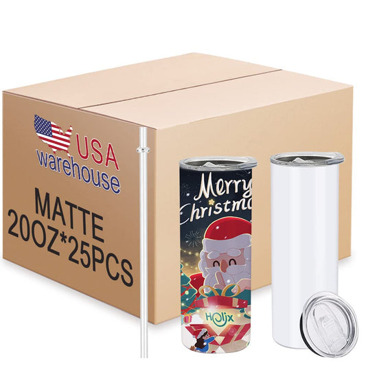 ZREGGUR 20 oz Straight Sublimation Blank Tumblers Bulk, Matte SS 25Pack