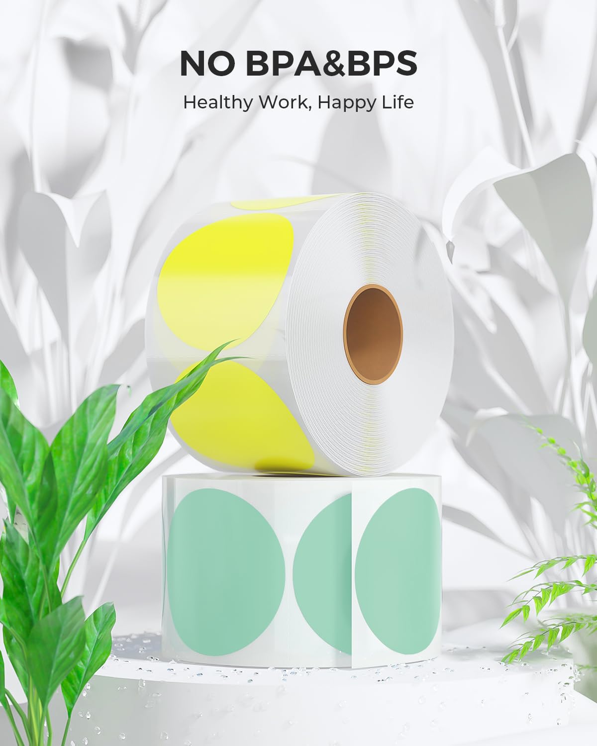 MUNBYN 2 Inch Thermal Labels, White Pink Green Yellow, 3000 Sheets/4 Rolls