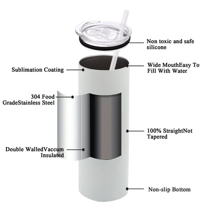 ZREGGUR 20 oz Straight Sublimation Blank Tumblers Bulk, Matte SS 25Pack