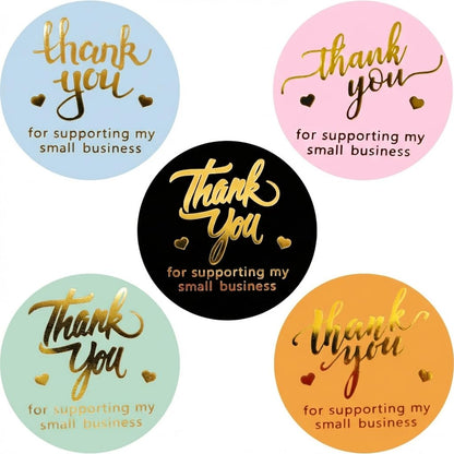 800 Thank You Stickers, 1.5" Round Labels, 5 Designs, Multicolor
