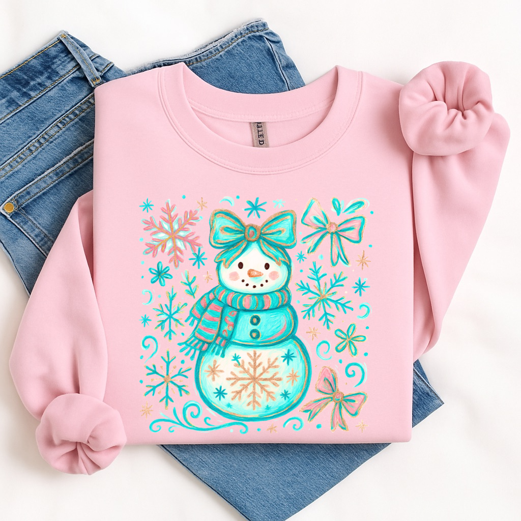 GLITTER snowgirl clear film screen print