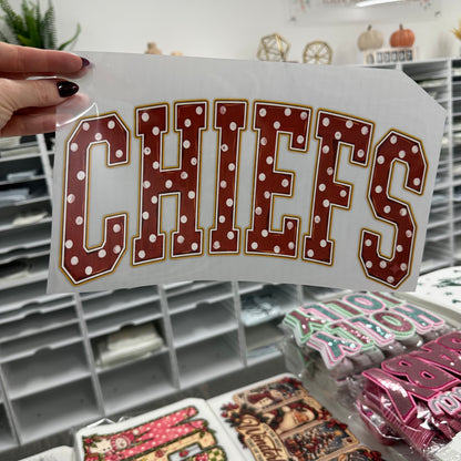 Chiefs polka dot clear film screen print