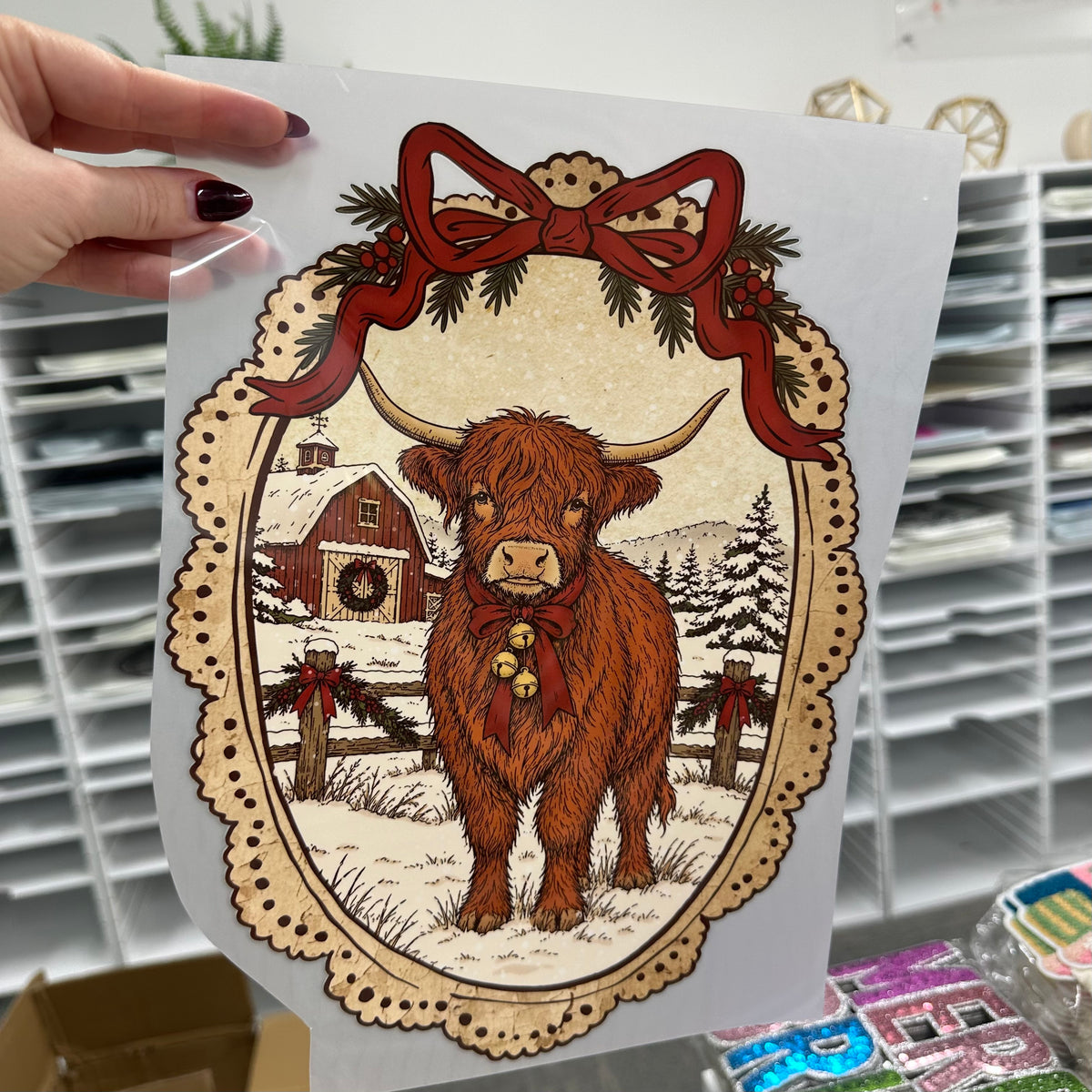vintage christmas cow DTF PRE-ORDER 5-7 biz day tat