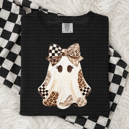 checker leopard ghost clear film screen print