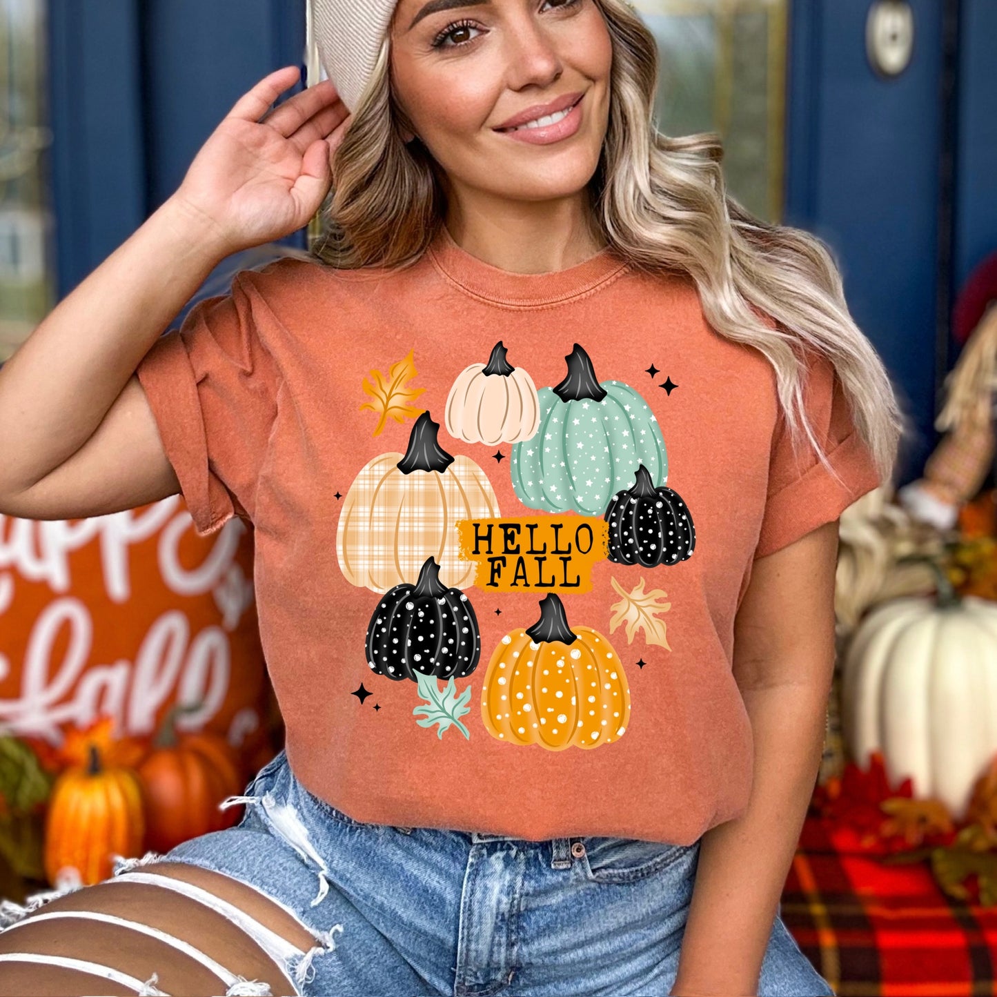 hello fall pumpkins clear film transfer