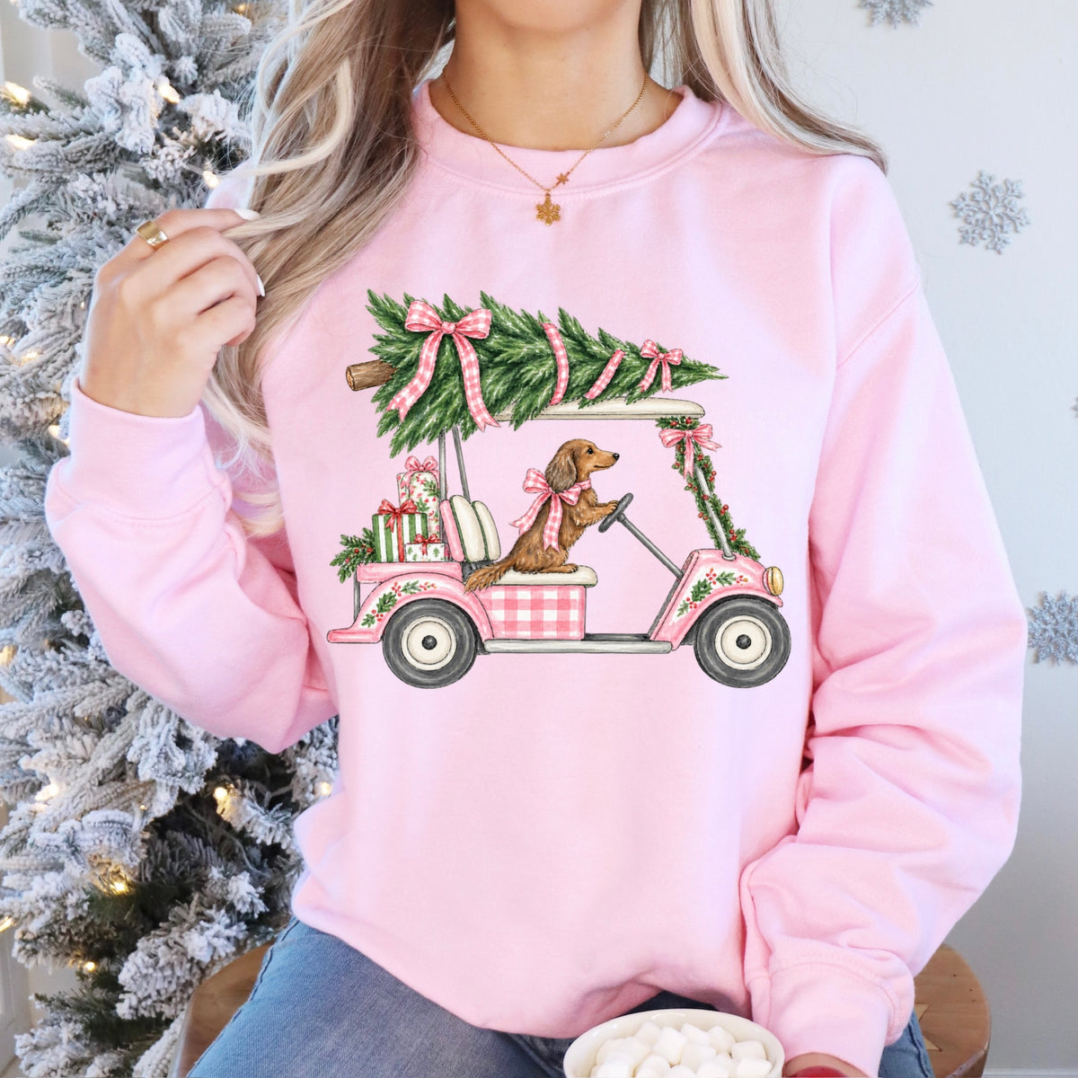 PRE-ORDER preppy christmas golf cart DTF 5-7 biz day tat