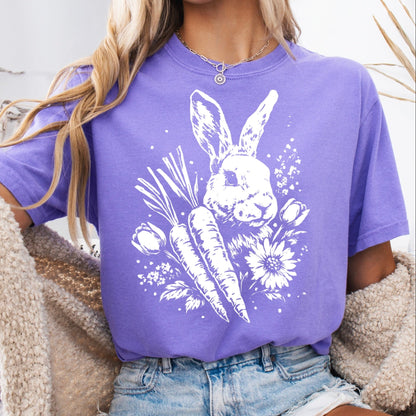 Spring bunny w/carrots screen print transfer•