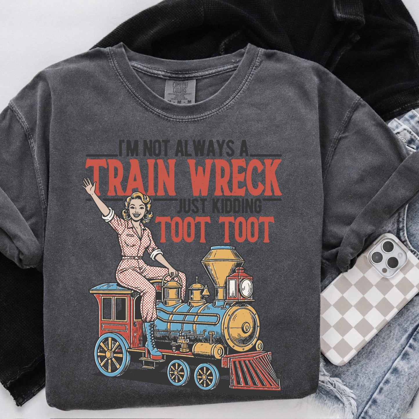 train wreck toot toot clear film screen print