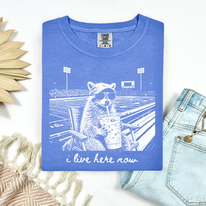 football raccoon I live here now screen print transfer•