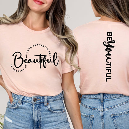 BeYOUtiful front + back screen print transfer