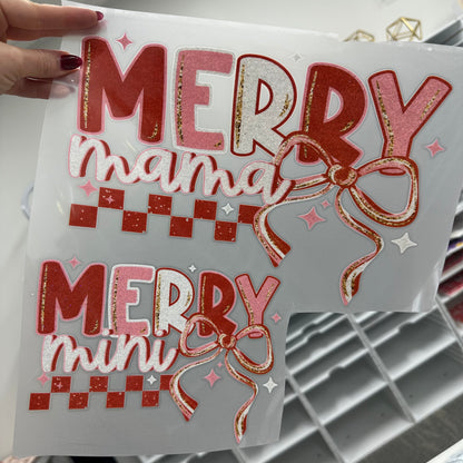 GLITTER Merry Mama & Mini clear film transfer