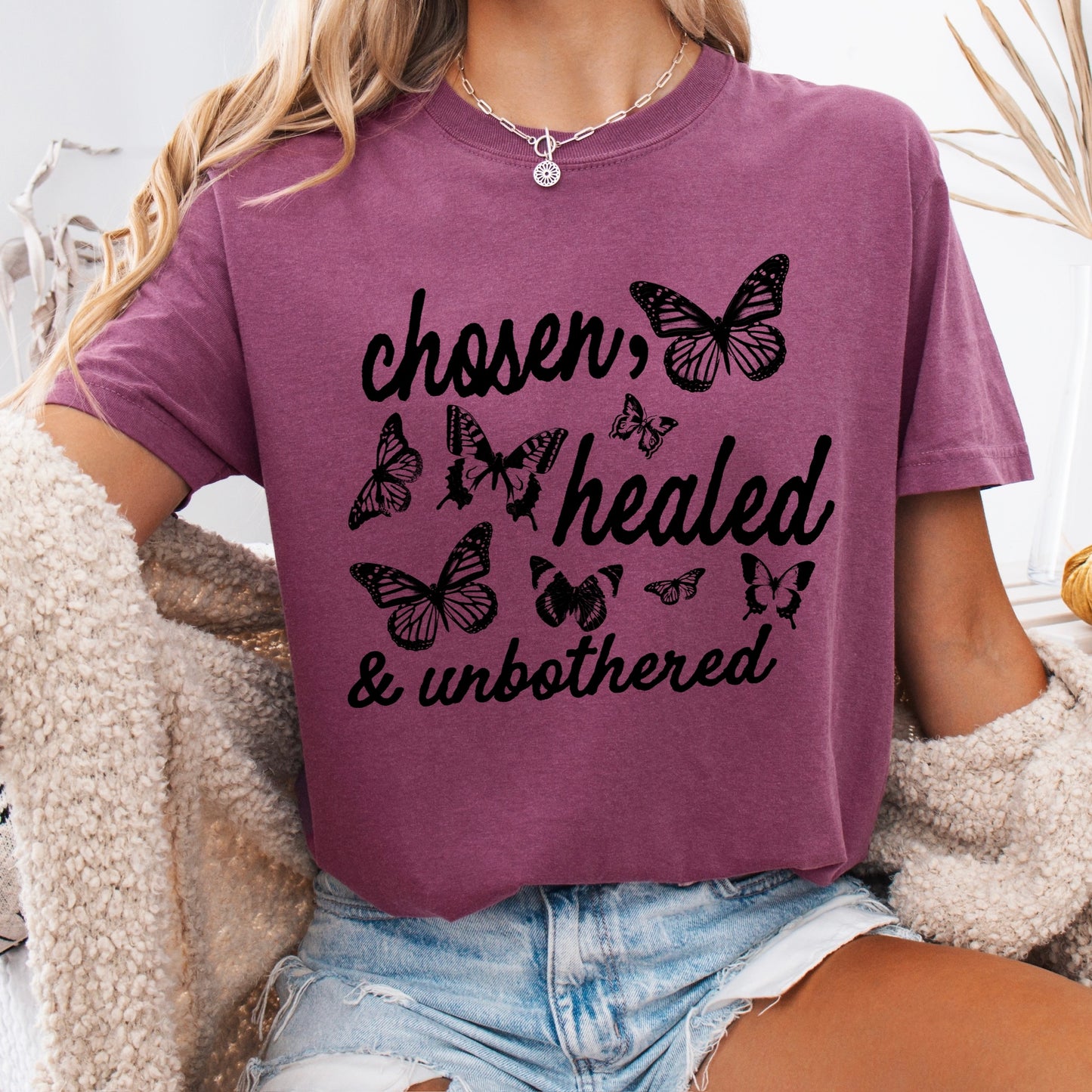 chosen, healed, & unbothered screen print transfer•
