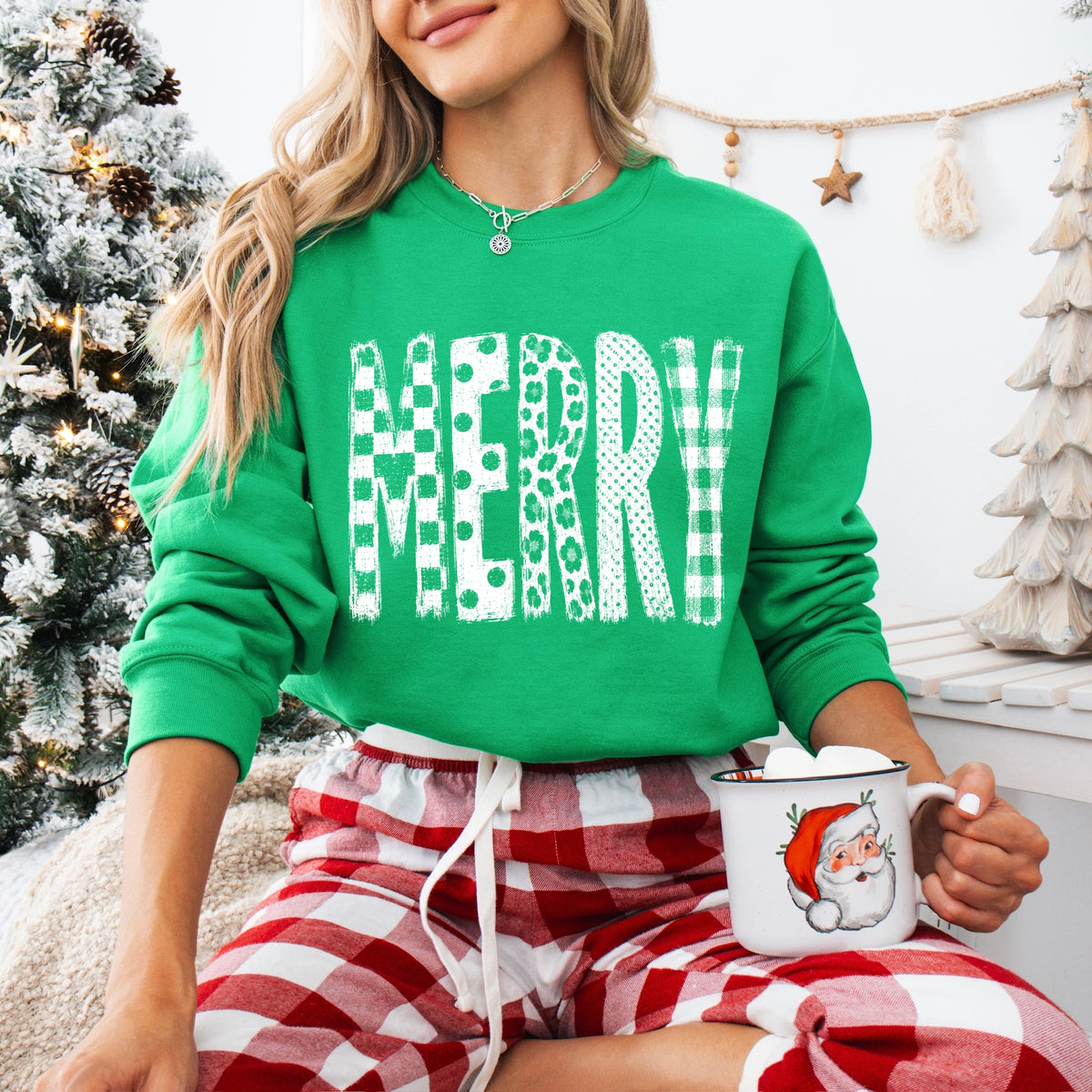 Merry multi-pattern screen print transfer