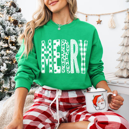 Merry multi-pattern screen print transfer