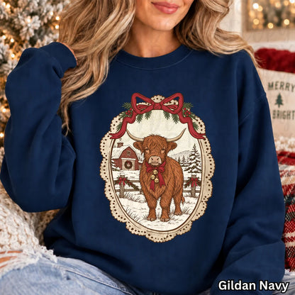 vintage christmas cow DTF PRE-ORDER 5-7 biz day tat