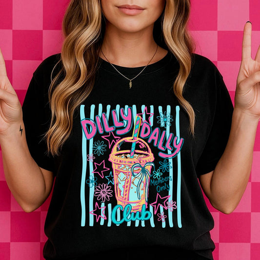 ice coffee dilly dally club clear film screen print•