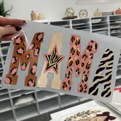 mixed pattern mama clear film screen print